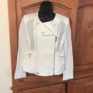 Apt. 9 White Lace Moto Jacket